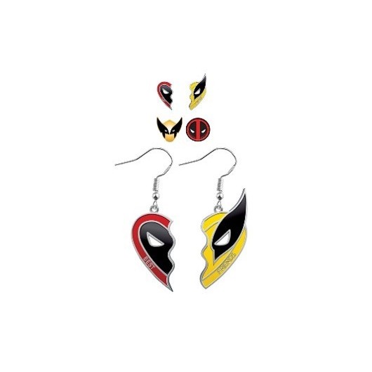 SET DE 3 PENDIENTES MARVEL DEADPOOL Y LOBEZNO