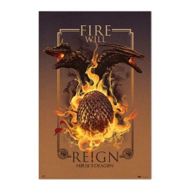 POSTER JUEGO DE TRONOS LA CASA DEL DRAGON FIRE WILL REIGN