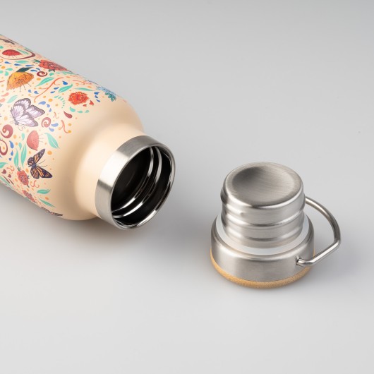 BOTELLA METALICA CON ASA FRIDA KAHLO VIVA LA VIDA