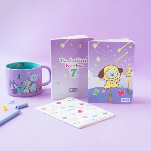 PACK 3 CUADERNOS A6 BT21 THE JOURNEY CHIMMY