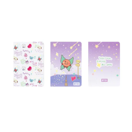 PACK 3 CUADERNOS A6 BT21 THE JOURNEY SHOOKY