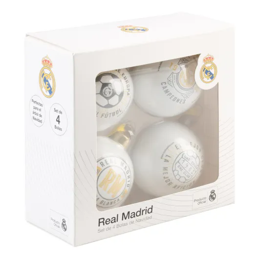 SET DE 4 BOLAS DE NAVIDAD REAL MADRID
