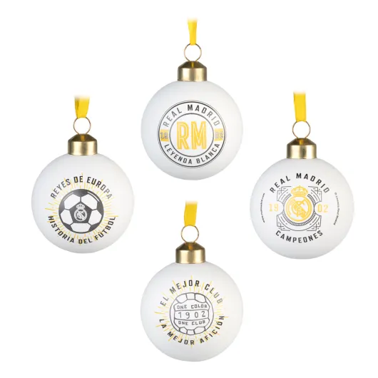 SET DE 4 BOLAS DE NAVIDAD REAL MADRID