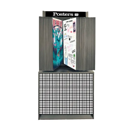 KIT EXPOSITOR POSTERS METAL NEGRO 96 REFS ALTO SIN MERCANCIA