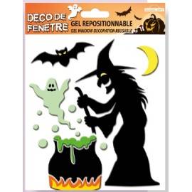 PEGATINAS GEL DECO HALLOWEEN BRUJA Y CALDERO