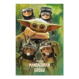 POSTER STAR WARS THE MANDALORIAN AND GROGU GROGU ANZELLANS