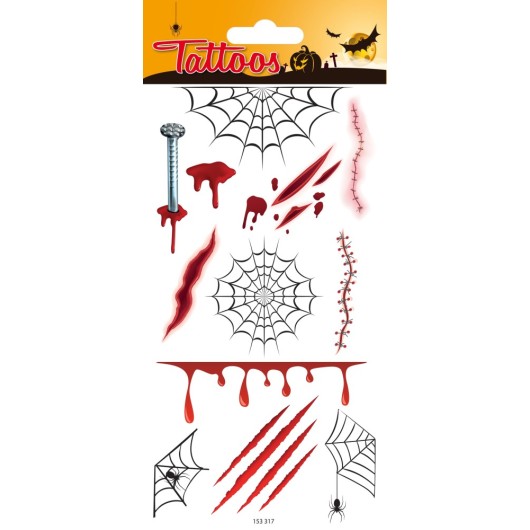 TATUAJES TEMPORALES HALLOWEEN TELERANAS Y CICATRICES