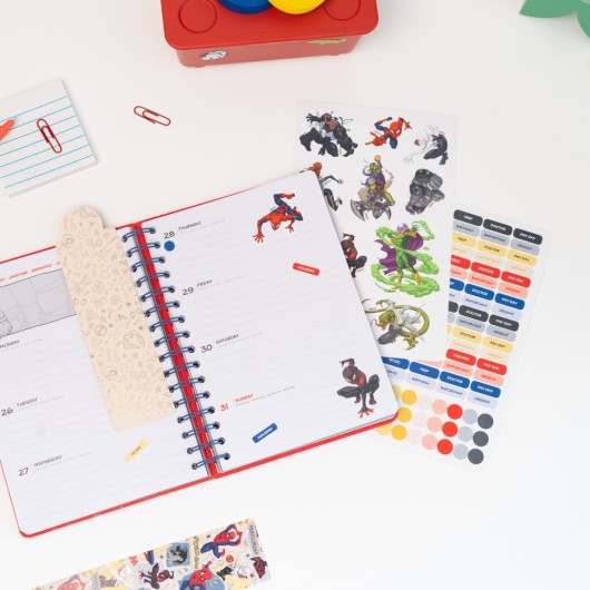 AGENDA ESCOLAR 2026/2027 SEMANA VISTA A5 12 MESES MARVEL SPIDERMAN
