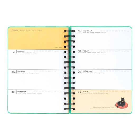 AGENDA ESCOLAR 2026/2027 SEMANA VISTA A5 12 MESES MEOW MEOW