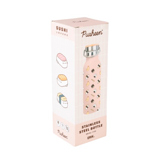 BOTELLA METALICA CON ASA PUSHEEN SUSHI ROLL