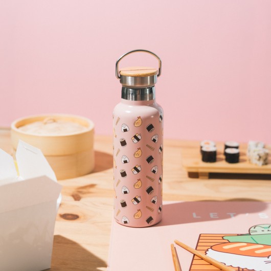 BOTELLA METALICA CON ASA PUSHEEN SUSHI ROLL