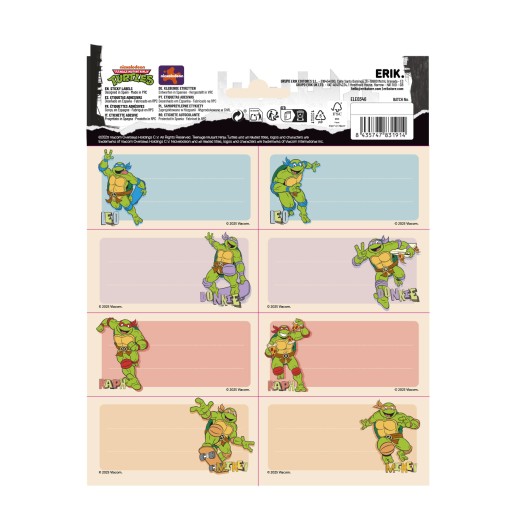 ETIQUETAS ADHESIVAS TORTUGAS NINJA
