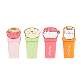 SET DE 4 SUBRAYADORES CON TOPPER PUSHEEN SUSHI ROLL