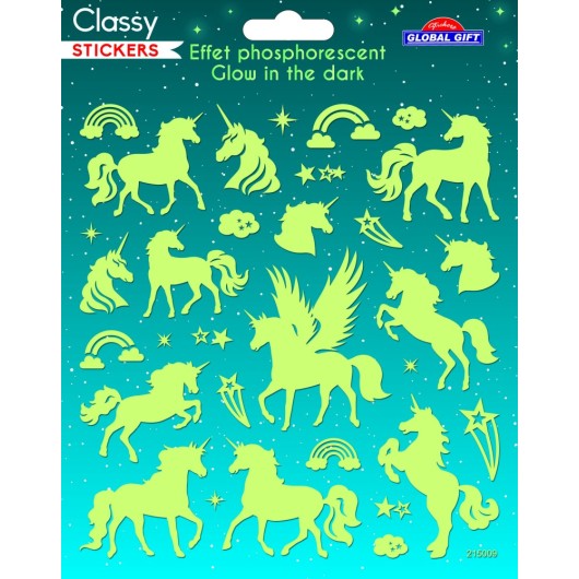 PEGATINAS CLASSY UNICORNIOS BRILLO EN LA OSCURIDAD