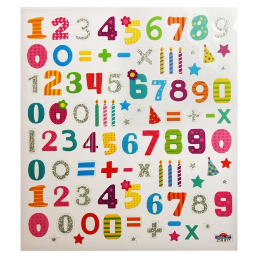 PEGATINAS CLASSY NUMEROS COLORES GLITTER