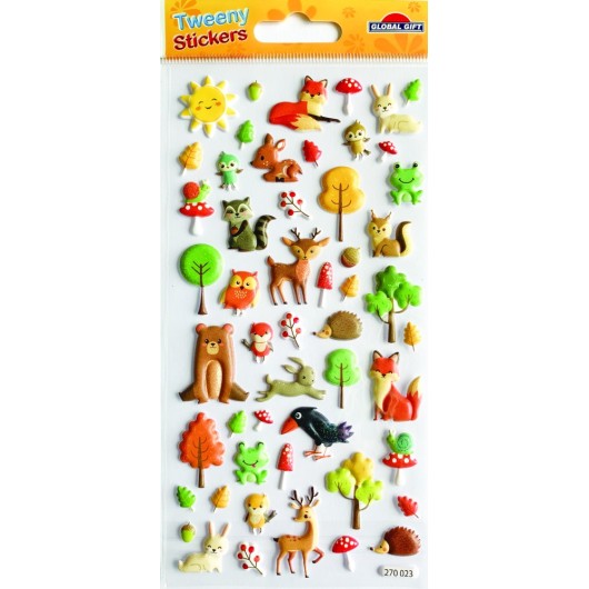 PEGATINAS TWEENY FOAMY ANIMALES DEL BOSQUE GLITTER