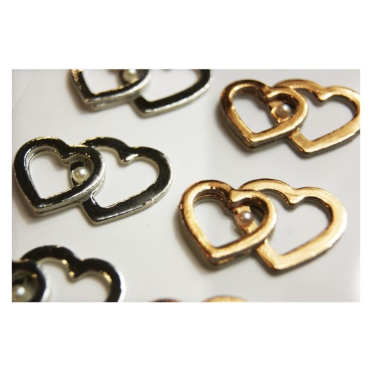 PEGATINAS TOPPER SCRAP & DECO CORAZONES ORO Y PLATA RELIEVE