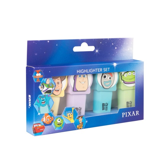 SET DE 4 SUBRAYADORES CON TOPPER DISNEY PIXAR TOY STORY