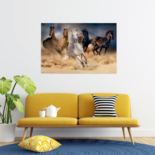 POSTER FIVE HORSES