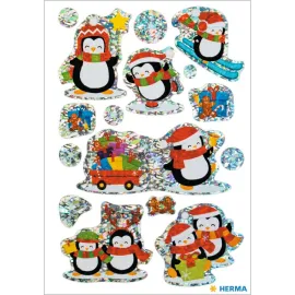 PEGATINAS MAGIC PINGÜINOS NAVIDEÑOS BRILLO