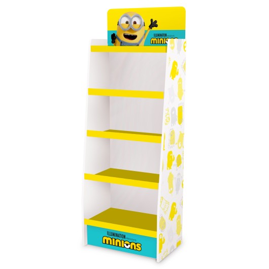 EXPOSITOR 1/4 PALET CARTON 5 BALDAS MINIONS
