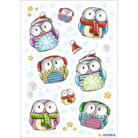 PEGATINAS MAGIC BUHOS NAVIDAD