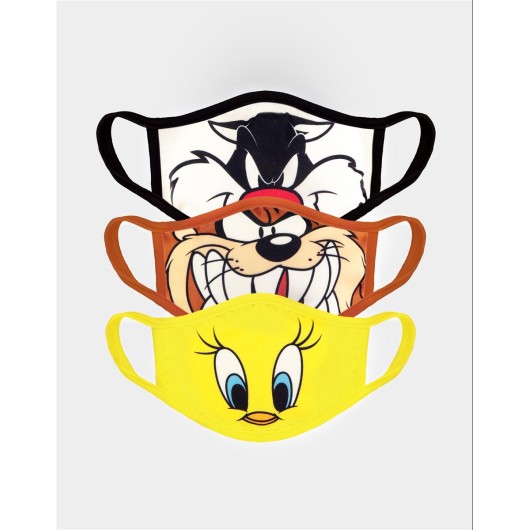 SET MASCARILLAS LOONEY TUNES PIOLIN, SILVESTRE Y TAZ
