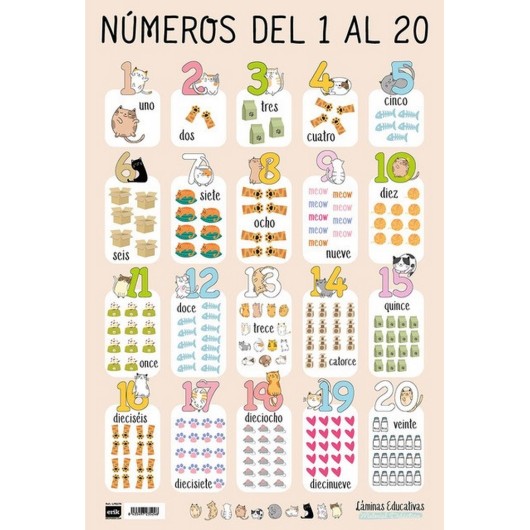LAMINA EDUCATIVA NUMEROS DEL 1 AL 20