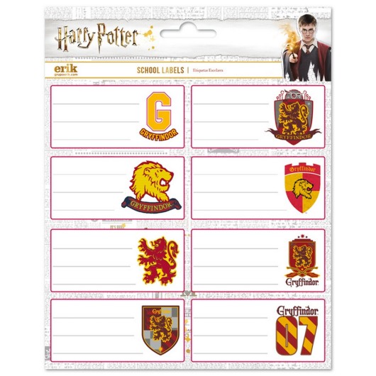 ETIQUETAS ADHESIVAS HARRY POTTER GRYFFINDOR