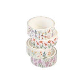 SET 4 WASHI TAPE BOTANICAL WILD FLOWERS KOKONOTE