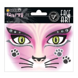 PEGATINAS FACE ART CAT GLITTERY FOIL