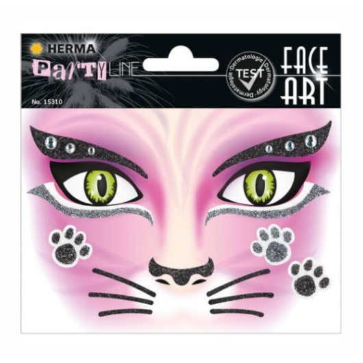 PEGATINAS FACE ART CAT GLITTERY FOIL