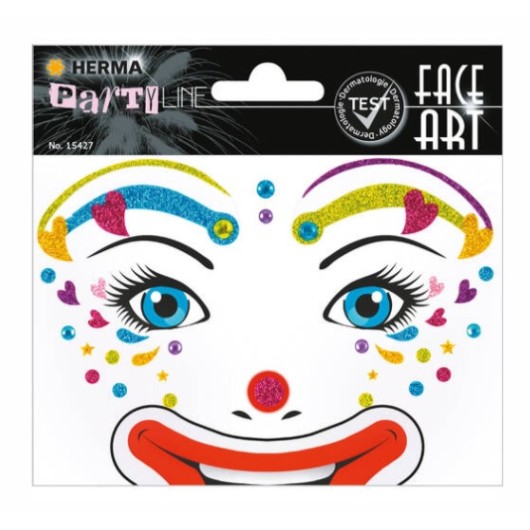 PEGATINAS FACE ART CLOWN LOTTA GLITTERY FOIL