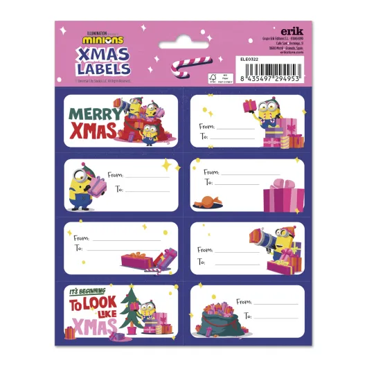 ETIQUETAS ADHESIVAS NAVIDAD MINIONS