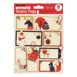 STICKERS SCENY TAG NOËL DÉCO PAILLETTES