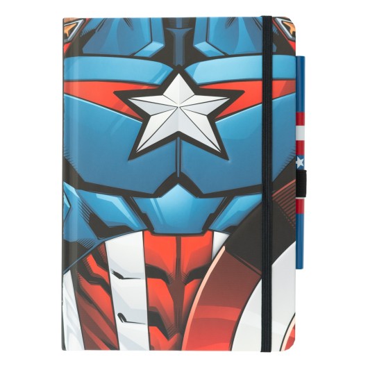 CARNET PREMIUM A5 AVEC STYLO MARVEL CAPTAIN AMERICA - UNIFORME