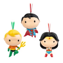 SET DE 3 ADORNOS DE NAVIDAD DC COMICS-SUPERMAN, WONDER WOMAN Y AQUAMAN 2