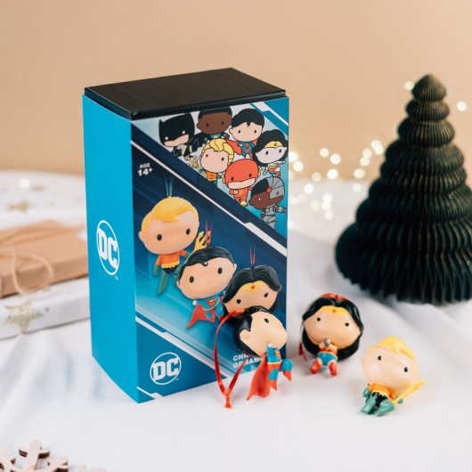 PACK DE 3 DECORATIONS DE NOEL DC COMICS - SUPERMAN, WONDER WOMAN ET AQUAMAN