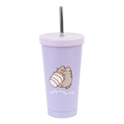 VERRE EN ACIER AVEC PAILLE PUSHEEN MOMENTS