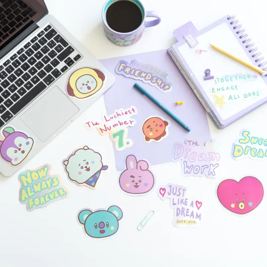 PACK 2 STICKERS VINYLE BT21 THE JOURNEY CHIMMY