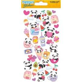 TWEENY MOUSSEUX STICKERS PANDAS AMUSANTS