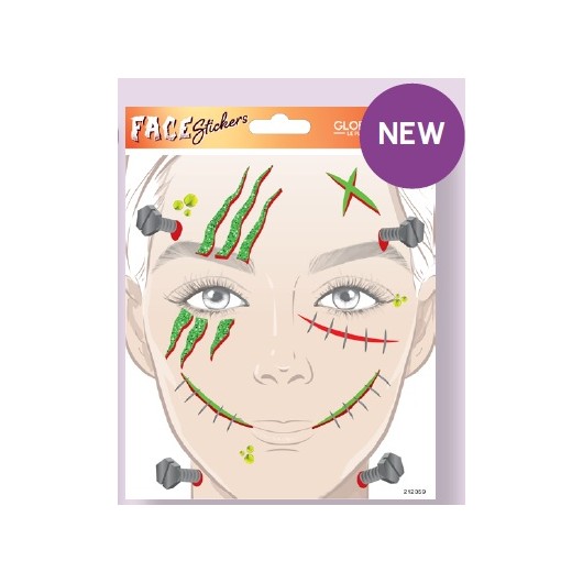 AUTOCOLLANTS MAQUILLAGE HALLOWEEN FRANKENSTEIN