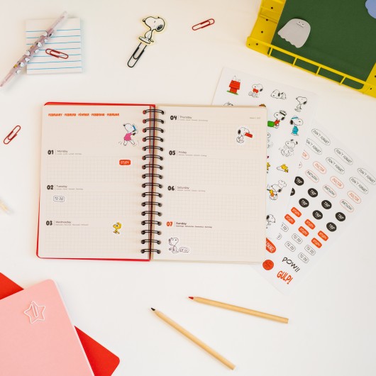 AGENDA SCOLAIRE 2026/2027 SEMAINIER A5 12 MOIS SNOOPY