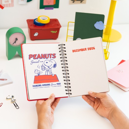 AGENDA SCOLAIRE 2026/2027 SEMAINIER A5 12 MOIS SNOOPY