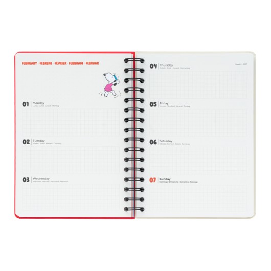 AGENDA SCOLAIRE 2026/2027 SEMAINIER A5 12 MOIS SNOOPY