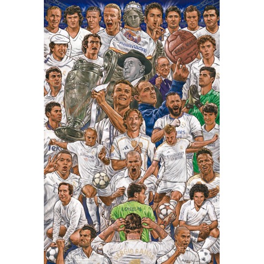 POSTER LÉGENDES DU REAL MADRID PAR MORALES DE LOS RIOS
