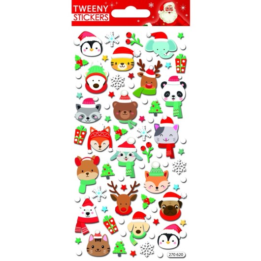 STICKERS TWEENY FOAMY NOËL TÊTES ANIMAUX