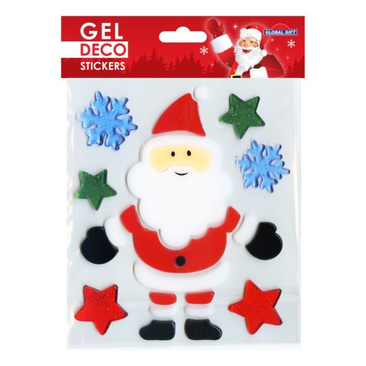 STICKERS GEL DÉCO NOËL PAPA NOËL ÉTOILES