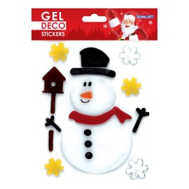 STICKERS GEL DÉCO NOËL BONHOMME DE NEIGE ET FLOCONS