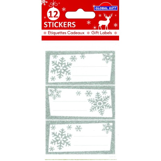 ÉTIQUETTES NOËL FLOCONS ARGENTÉS